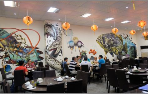 嵩明海鲜餐厅墙体彩绘